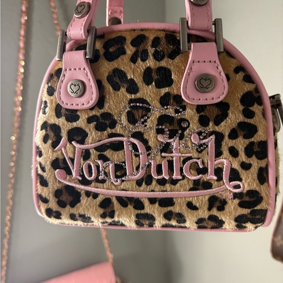 Von Dutch Handbags - Von Dutch Pink and Leopard Mini Bag